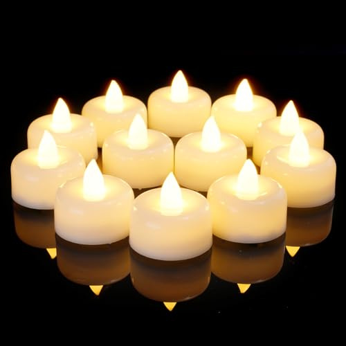 AMAGIC 100 Pack Electric Fake Tealight Bright Battery Candle for Home Decor, Flameless LED Tea Lights Candles, Mother's Day, Birthday Party, Valentine's Day, Romantic Night