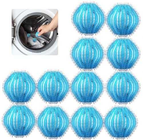 12 Stücke Sicherer Tierhaarentferner Waschmaschine,Haarfänger Flusensiebe,Effektiver Fusselball und Fusselfänger,Waschmaschinenzubehörr,Praktisches Zubehör für die Wäschepflege