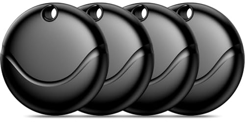 Hoxe Air Tracker Tags 4 Pack, Buscador de Objetos Compatible con Buscar Apple (Sólo iOS), Smart Localizador Bluetooth, Rastreador para Llaves, Cartera, Equipaje, Mochila, Batería Reemplazable, Negro