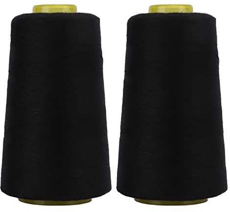 Hilos para Overlock de Poliéster Premium, 2 Piezas, 3000 Yardas, Hilo Negro Resistente al Desgaste y Deshilachado - Alta Resistencia, Durable y Versátil, Para Costura y