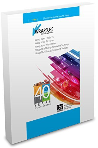 USI WrapSure Thermal (Hot) Laminating Pouches/Sheets, Legal Size, 7 Mil Thick, 9 x 14.5 Inches, Clear Gloss, 100-Pack