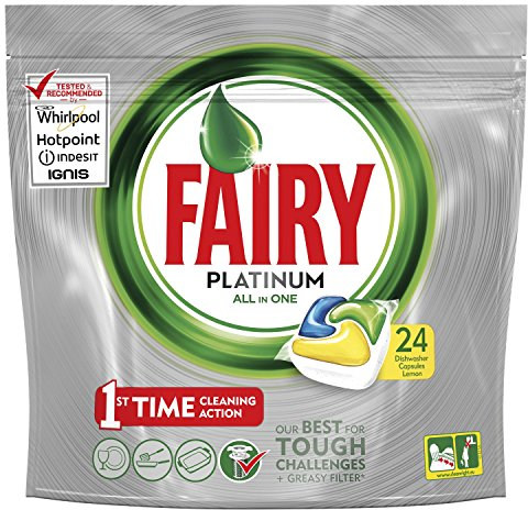 Fairy Platinum Detersivo in Caps per Lavastoviglie, Confezione da 24 Pastiglie, Limone