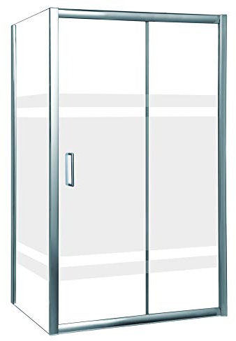 Mampara de Ducha MODULAR Rectangular con Lateral Fijo - 2 Hojas FIJAS + 1 Hoja CORREDERA. Con Tratamiento EASY-CLEAN. (70 x 100 cm, SERIGRAFIADO)