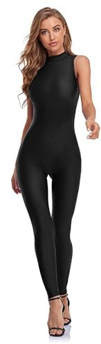 speerise Spandex Bodysuit for Women Zip Sleeveless Unitard Bodycon Jumpsuits Leotard for Costume