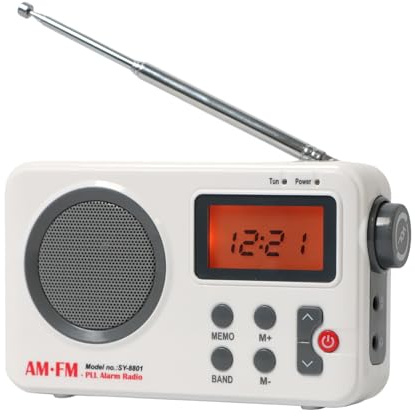 Portable Shower Speaker With LCD Display, AM/FM Radio/RDS System, Long Playback Time, 20 Preset Stations for Bathroom, Hot Tub, Outdoor (White)