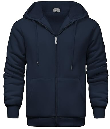 SwissWell Sudadera con Capucha para Hombre Invierno Chaqueta Polar Sudadera con Cremallera Chaquetas Deportivas Cálidas con Bolsillos para Senderismo Acampada.,652 Azul Marino,M