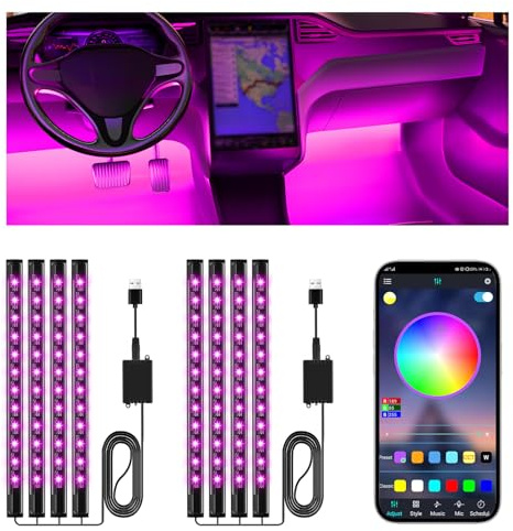 Winzwon Cadeau de Noël pour Homme Femme, LED Voiture Interieur, Accessoire Voiture Lampe, 16 Millions de Couleurs Car Accessories Contrôle APP(2)