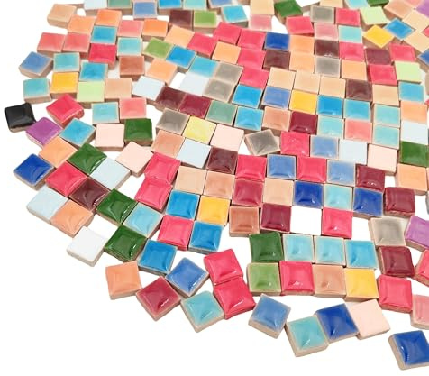 BTMIEY 500 g di piastrelle a mosaico in ceramica, per fai da te, creative, per lavori fai da te, piatti, vasi da fiori, vasi, tazze, mosaico (1,5 cm quadrati)