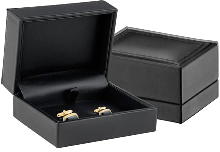 Premium Soft Leather Cufflink Box for Men - Stylish Cufflink Jewelry Gift Box - Elegant Design Leather Interior with Superior Stitching- Cufflink Display Case & Cufflink Holder by AllurePack