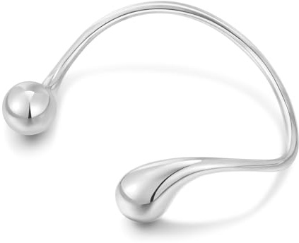 WOWORAMA Bracciali a goccia d'argento da donna placcati in oro bianco sottili bracciali con onde irregolari e filo a goccia design regolabile