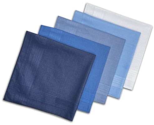 MAEXUS 5 pañuelos de tela para hombre, algodón para hombre, pañuelo de tela, pañuelo de bolsillo, suave y agradable a la piel, reutilizable, 40 x 40 cm, 5 colores, 40x40cm