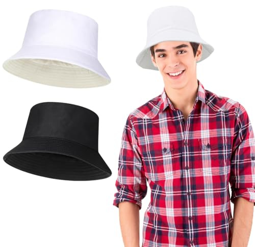 AIYVELU 2 pcs Sombrero de Pescador para Hombre, Plegable Impermeable Sombrero de Lluvia Sombrero de Pescador para Hombre y Mujer con Forro Interior Ideal para Senderismo