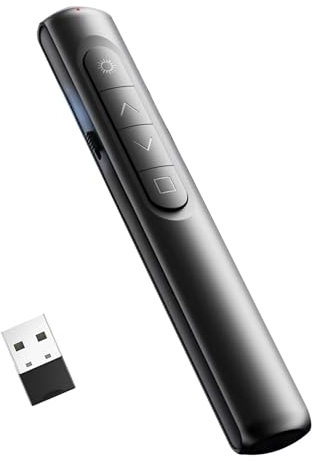 Presenter mit Laserpointer, USB-Empfänger, 2.4 Ghz Fernbedienung Roter Laserpointer, Unterstützt Seite Umblättern, für Windows und Mac PPT (Ohne Batterie)
