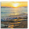 Paul Sinus 80x80cm Wandbild Sonnenaufgang über dem Meer – Goldene Morgenstimmung, beruhigende Strandlandschaft