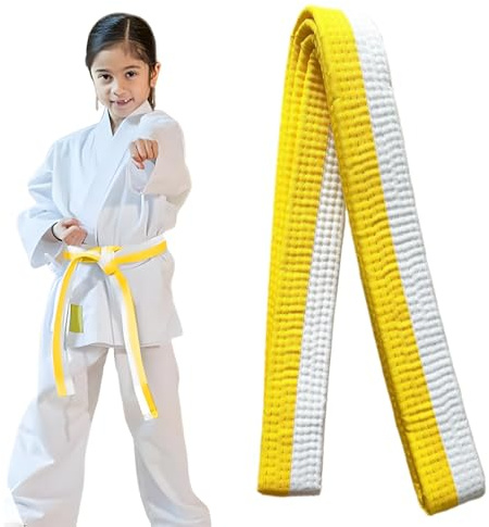COYUN 1 Piezas Cinturón de judo de 200 cm, deportes de karate, Blanco Amarillo Taekwondo Judo Karate Cinturón Artes Marciales Karate Judo Algodón Taekwondo Belts Cinturón De Artes Marciales