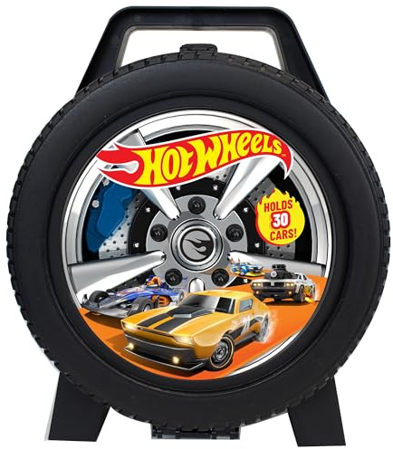 Mattel: Hot Wheels 30 Car Case - Wheel-Shaped Organizer, Storage Accessory, Holds 1:64 Scale Die-Cast Toy Vehicles, Play-Display, Officially Licensed Amazon Exclusive