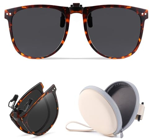 DAVBNM Polarised Clip on Sunglasses, Retro Clip-on Sunglasses for Women Men, for Concealing Your Glasses, UV400 Protection, Driving Fishing Outdoor