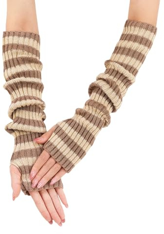 Mjuka randiga handledsvärmare utökad manschett unisex handskar för att skriva in på körning dagligt slitage foto rekvisita varma handledshandskar pendlare