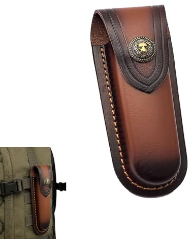 SHENRUZENG Funda para Cuchillo Navaja Plegable de Cuero, Bolsa para Cuchillos de Cuero 13 cm Estuche para Navaja Plegable Funda Navaja Cinturon Bolsa para Navajas de Bolsillo