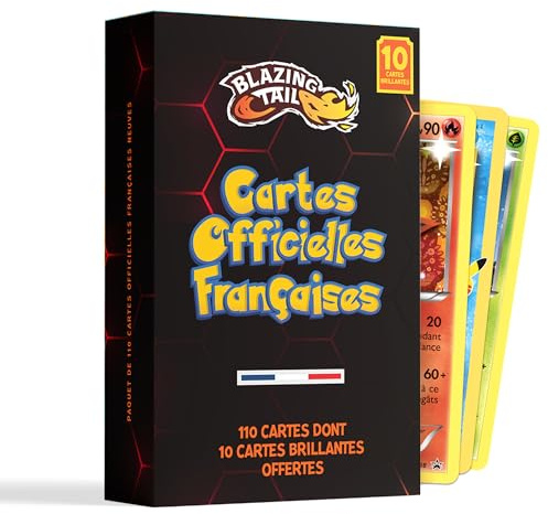 Blazing Tail Lot de 110 Cartes Françaises Neuves et Officielles - Comprend 10 Cartes Brillantes - sans Double - sans Carte Énergie