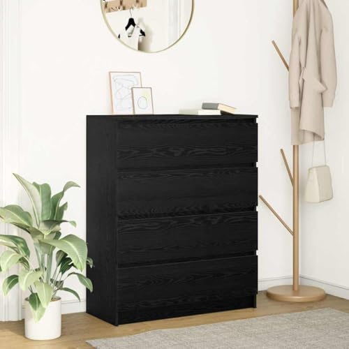 Skänk i svart ekutseende av trämaterial 80 x 35 x 99 cm, köksbuffé och vardagsrumsskåp med gott om förvaringsutrymme, elegant köks- och matrumsskåp