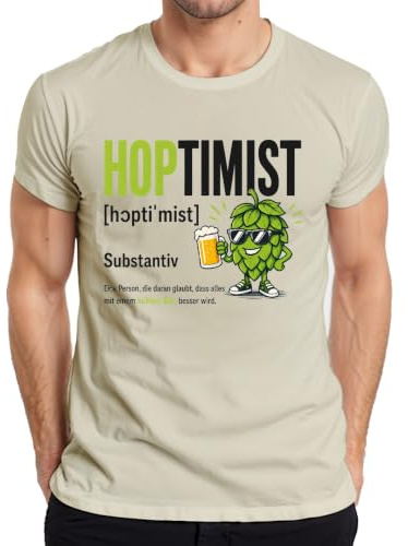 Hoptimist öl definition rolig bryggning män t-shirt | Läderbyxor Dirndl Oktoberfest supa semester kväll stambord hantverk öl svamp vete party alkohol mäns dag fars dag Mallorca