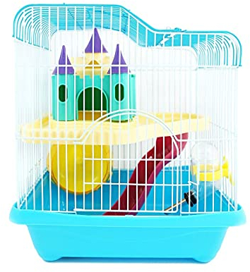 BPS® Hamsterkäfig, Hamstervilla mit Rad, Tunnel und Haus, 28 x 21 x 31 cm, Farbe wird nach Zufallsprinzip versandt