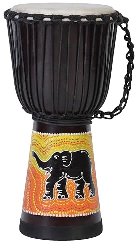 Ciffre 40cm Tambor Djembe Profesional Bongo Tambor arbusto Tambor percusión Motivo Elefante Estilo África - (para niños a Partir de 6 años y Principiantes)