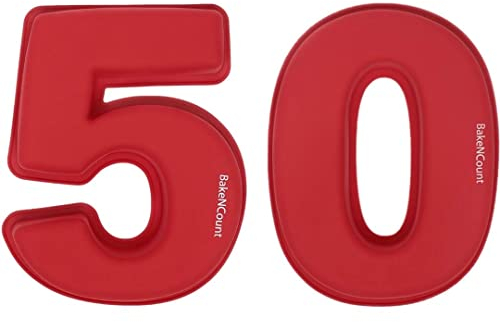 BakeNCount Silikon Zahlen Backform-Set Zahlen 50 (5 und 0) – Große Kuchenform – Motivbackform für Geburtstag & Jubiläum – BPA-frei, backofenfest, spülmaschinenfest – Number Cake