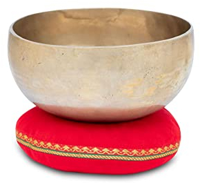 XDrum Omshanti Klangschale 17 cm Set - Gewicht: 900g - handgemacht in Indien - ideal für Meditations- und Therapiezwecke - inklusive passendem Kissen
