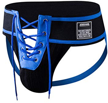 Jockmail Suspensoir sexy pour homme avec large ceinture confortable - Bleu - X-Large