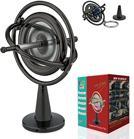 DjuiinoStar Premium Gyroscope: Sturdy&Durable, Pass 2nd Floor Drop Test, Long Spin Time (Play Tricks at Ease, Use Ball Bearings), Educational Physics Anti-Gravity Toy DG-5B