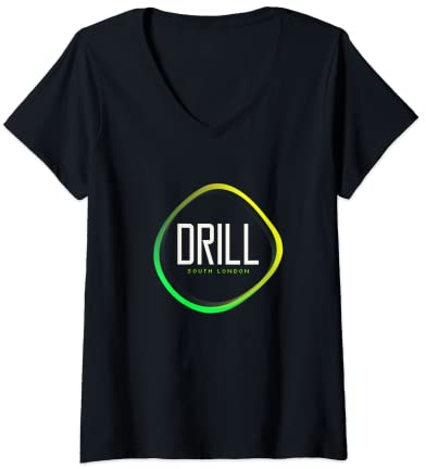 Femme Drill Grime Rap Hip Hop Junglist Tambour et basse T-Shirt avec Col en V