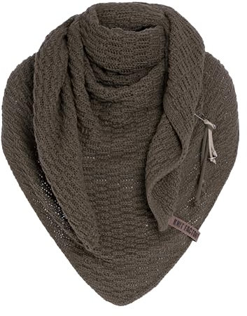 KNIT FACTORY - Dreiecksschal Jaida - Damen Strickschal mit Wolle - Hochwertige Qualität - XXL Schal - 190 x 85 cm - Cappuccino