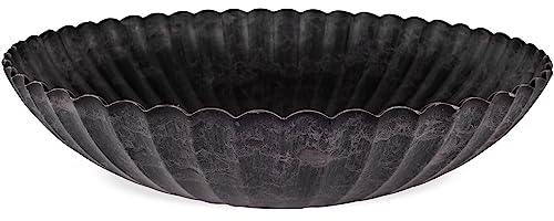 Matches21 Joli bol décoratif noir ondulé – Bol pour décoration de table en noir 35 cm – Décoration de jardin pour l'extérieur Bol décoratif rond en plastique