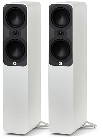 Q ACOUSTICS 5050 Floorstanding Speakers Satin White – 2 x 6 Mid/Bass Drivers, 1 Tweeter - TV Speakers for Surround Sound System - Vinyl Record Player Speakers Hifi, Gaming PC Speakers