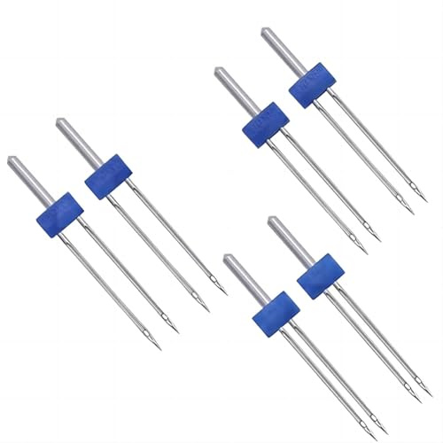 6 pezzi aghi per macchina da cucire doppi, aghi jersey macchina da cucire, ago gemellato, ago doppio, ago binocolo elasticizzato per macchina da cucire (blu)