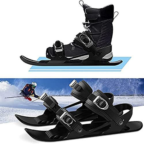 Mini Patines De Esquí Ajustables - Esquís Antideslizantes para Adultos para Snow Skiboard Snowblades - Esquí Universal Trineo Snowboard Botas De Esquí,Negro,Niño