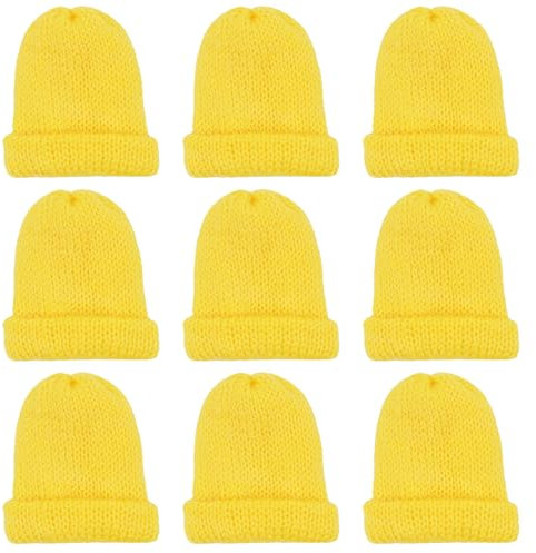 qianduoduo 9 Stück Set Eierwärmer,Eierwärmer-Strickmütze,Eierwärmer Weihnachten, Eiwärmer aus Strick, Eiwärmer aus Strick witzige Frühstückstisch Deko Brunch Geschenk Ei Warmhalter (Gelb)