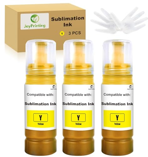 JoyPrinting Sublimation Ink Compatible for ET-1810 ET-2710 ET‑2711 ET-2712 ET-2714 ET-2715 ET-2720 ET-2721 ET-2726 ET-2810 ET-2811 ET-2812 ET-2814 ET-2820 ET-2821 ET-2825 ET-4700 Printer（3 Yellow ）
