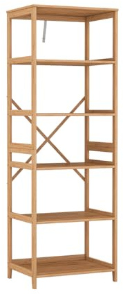 Vicco Scaffale Novaro, Bambù, 48.3 x 140.3 cm con 6 scomparti, adatto per riporre libri, documenti e oggetti decorativi