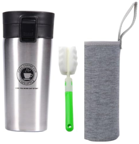 Termo cafe 380ml sin BPA ,Vaso termico café para llevar mantiene temperatura horas ,Taza térmica isotérmica café, té y más, Hermético, antigoteo, frío/calor, resistente/reutilizable (inox ( plata ))