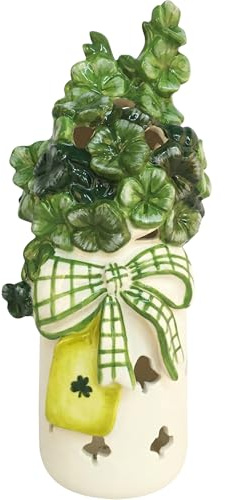 Blue Sky Clayworks Shamrock Jar Tealight Holder, 4.5 L x 4.5 W x 10.75 H