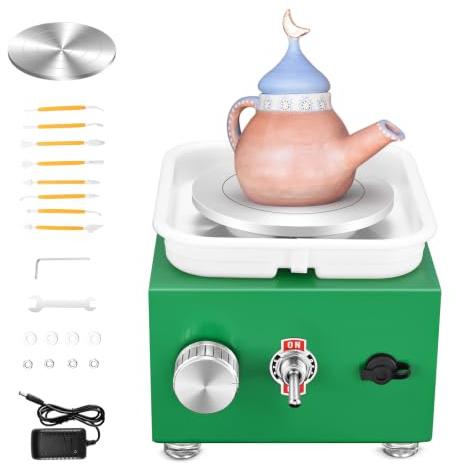 Tornio per Ceramica Mini Ruota di Ceramica Elettrica 2000 giri/min,Macchina Ceramica con Giradischi da 6,5/10 cm Tornio,per Negozi di Ceramica Fai Da Te e Hobbisti