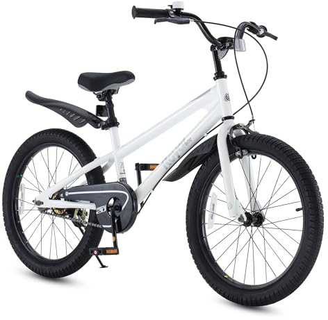 RoyalBaby Freestyle Kids Bike 20 Inch Wheel Bicycle Teens BMX with Dual Hand Brakes Kickstand Boys Girls Ages 6-10 Years, White