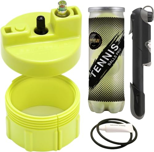 BALL RESCUER: Tennis Ball Pressurizer Premium Kit - Converts Compatible Tennis Ball Container to a 30 psi Pressurizer & Extends Ball (Includes Maintenance Kit, Compatible Container & Pump)