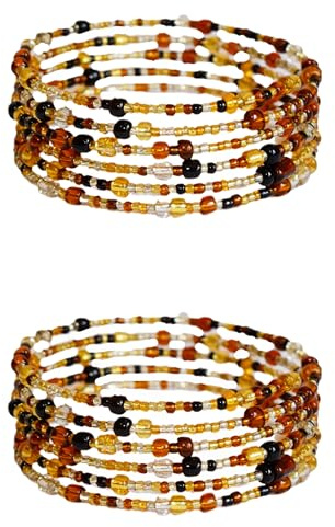 Tembo Crafts - Set of 2 Handmade Beaded Bracelets - Different shades of Brown