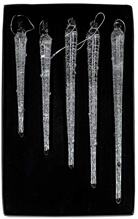 5X Deko Anhänger Eiszapfen Glas 10x18cm Winterdeko Weihnachtsdeko Baumschmuck Weihnachtsanhänger