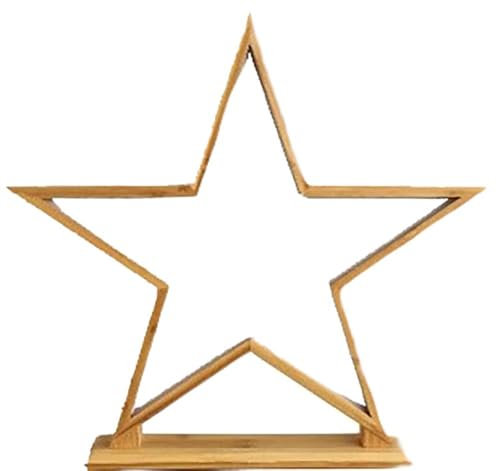 Novaliv LED Stern Lampe 35cm - Naturholz Tischleuchte Mit Stromkabel, SMD Warmweiß Weihnachtsstern Beleuchtet Innen - Weihnachtsdeko Holz Nachttischlampe Weihnachtsbeleuchtung