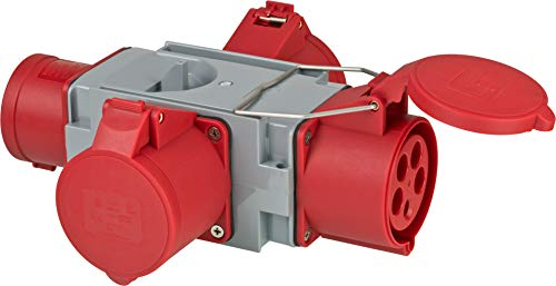 Brennenstuhl CEE Adapter Stromverteiler IP44 (1x CEE Stecker 400V/32A & 3x CEE Steckdosen 400V/32A, für den ständigen Einsatz im Außenbereich, Baustellen und in landwirtschaftlichen Betrieben)